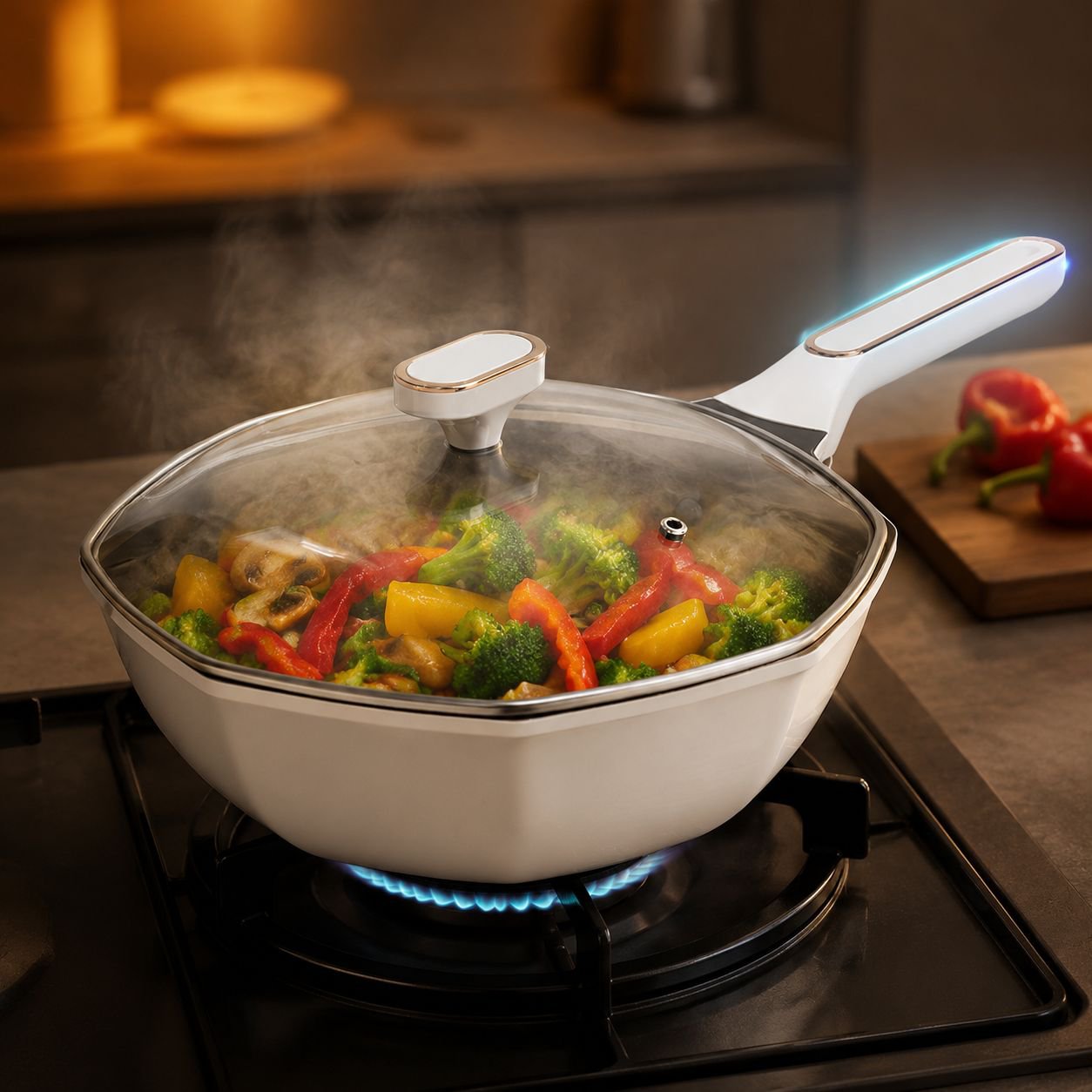 Close-up of the frying pan's wear-resistant surface