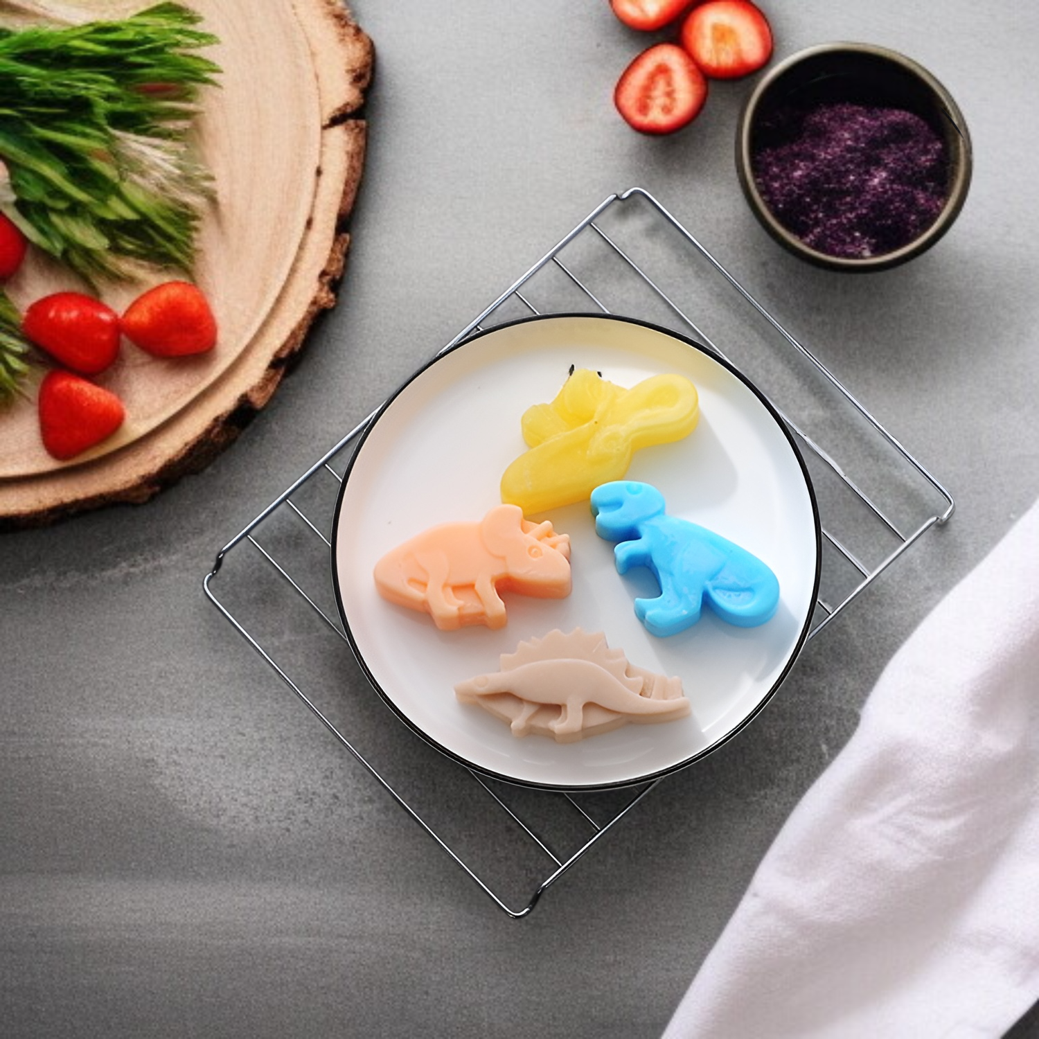 8ピース古代恐竜シリコン型手作り石鹸チョコレート型食品ボックス接着剤型ケーキベーキングトレイ