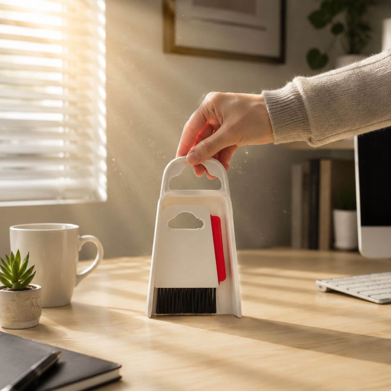 Mini Broom and Dustpan Set - Desk Cleaning Tools for Home and Office