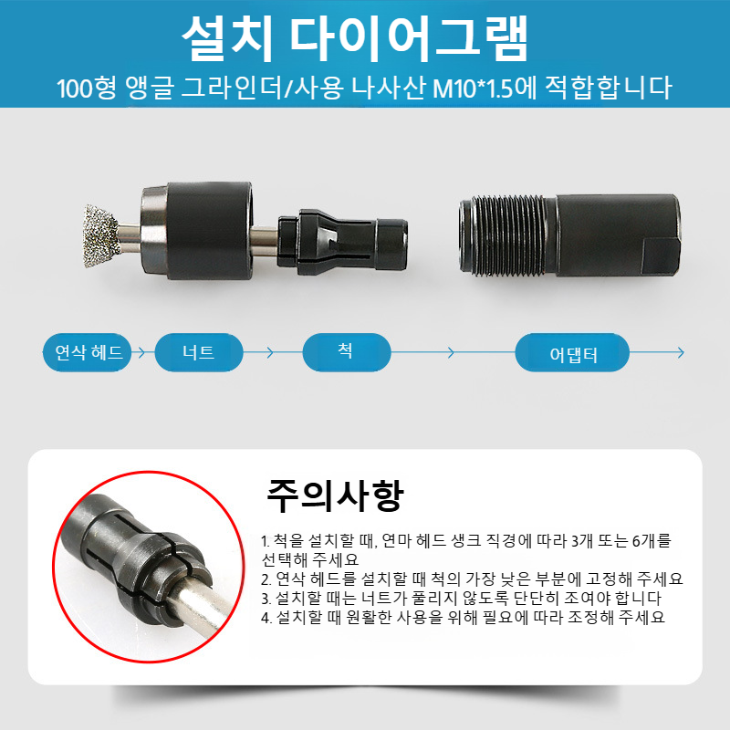 석재 샌딩 앵글 밀 전환 헤드 풀 전용 스트레이트 샌딩 클램프 필수 공구 액세서리