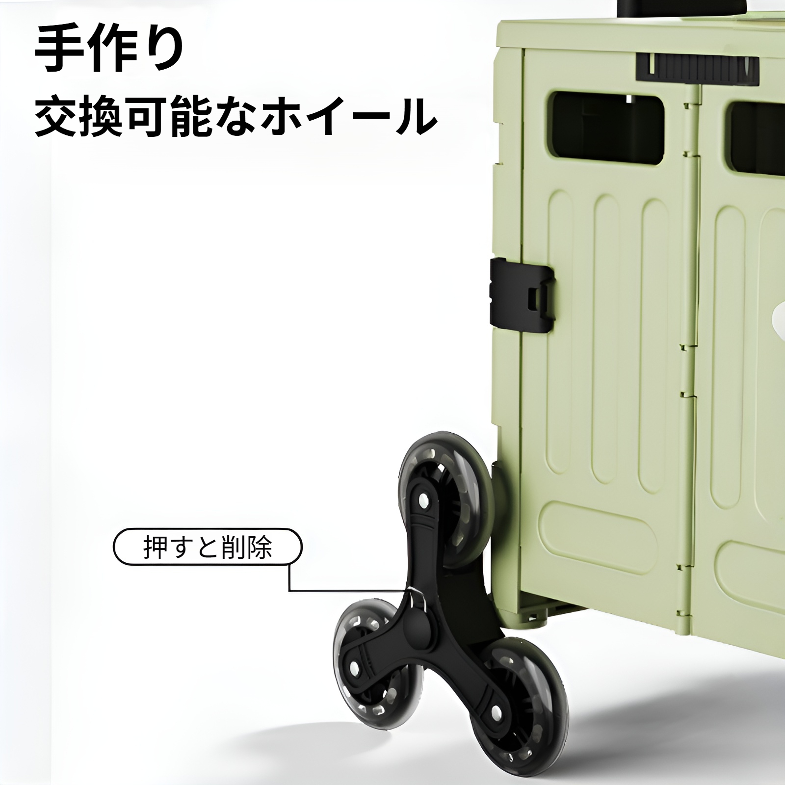 安全設計の多機能買い物カートの車輪部分