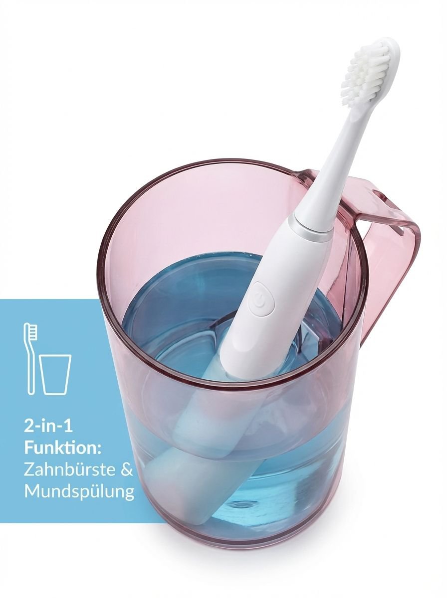 Praktischer Becher für Zahnbürste und Mundwasser