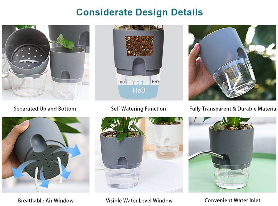 Automatic water supply planter with transparent reservoir