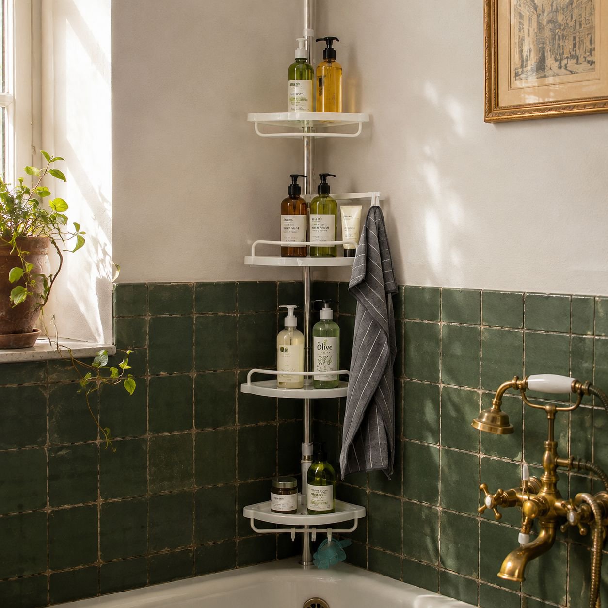 Rostfreies, pflegeleichtes Eckregal für die Dusche