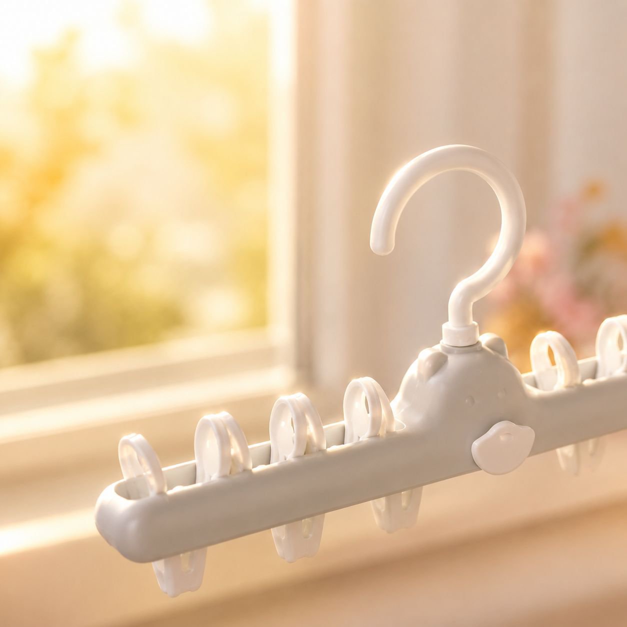 Space-saving laundry rack with drying clamps