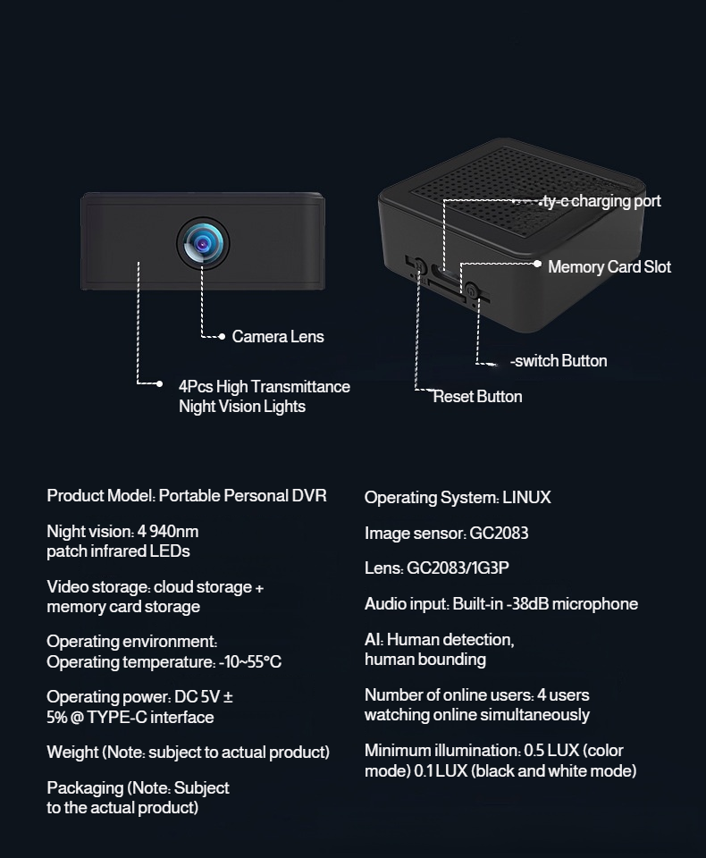 Compact wireless home security recorder