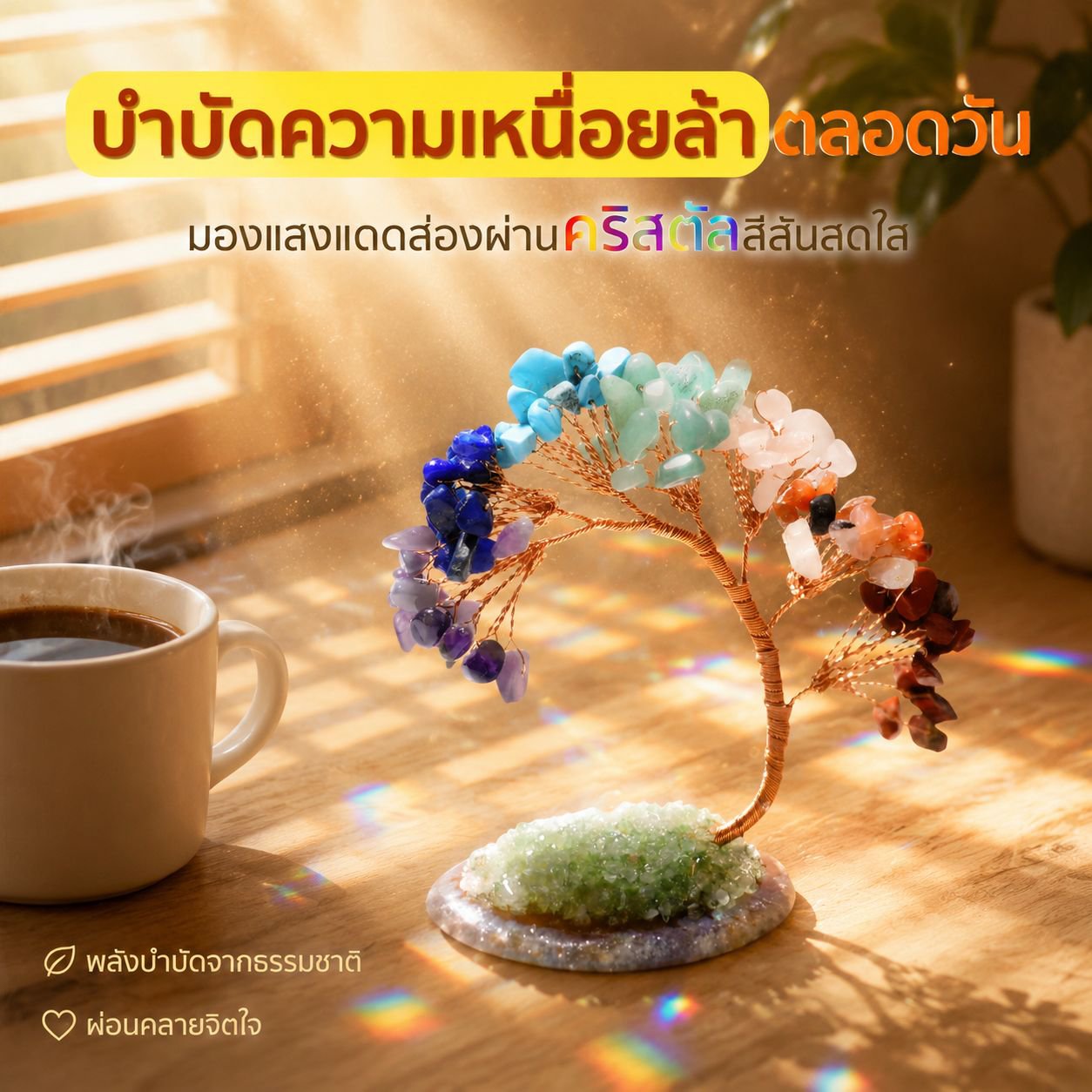 ต้นไม้คริสตัลเจ็ดสี ต้นไม้แห่งโชคลาภ ของตกแต่งบ้าน ของขวัญ