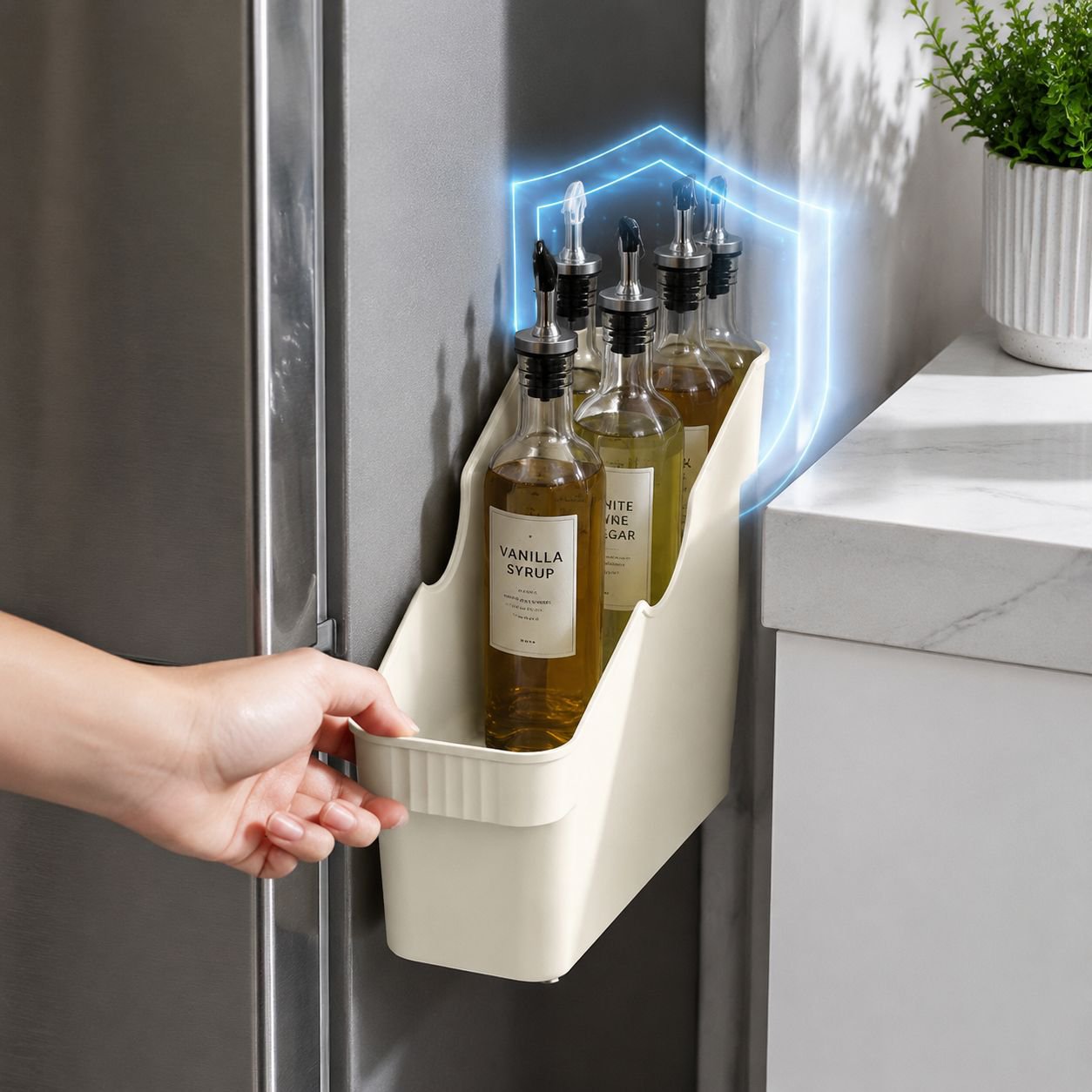 Plastic Kitchen Organizer for Bottles and Knives