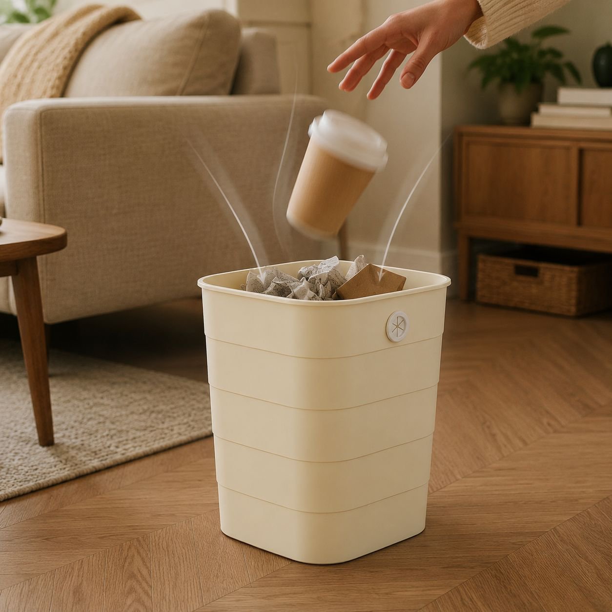 Stylish waste bin for home organization