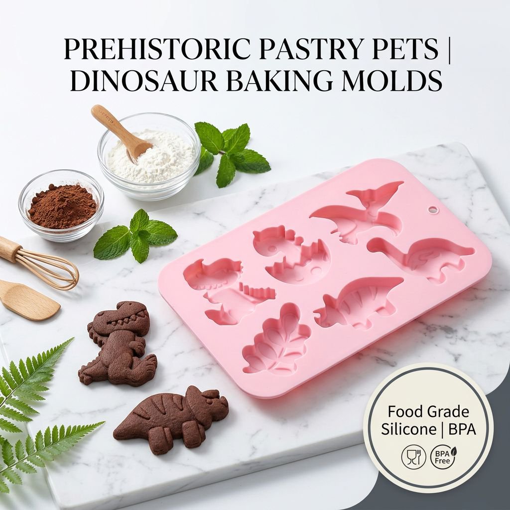 6-piece dinosaur leaf-shaped silicone candy mold