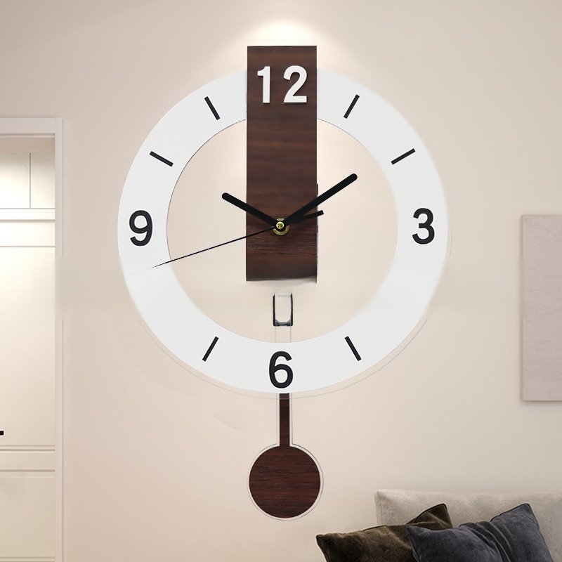 Bedroom Decorative Swing Clock Wall Clock Home Woodgrain Mute Living Room Decoration