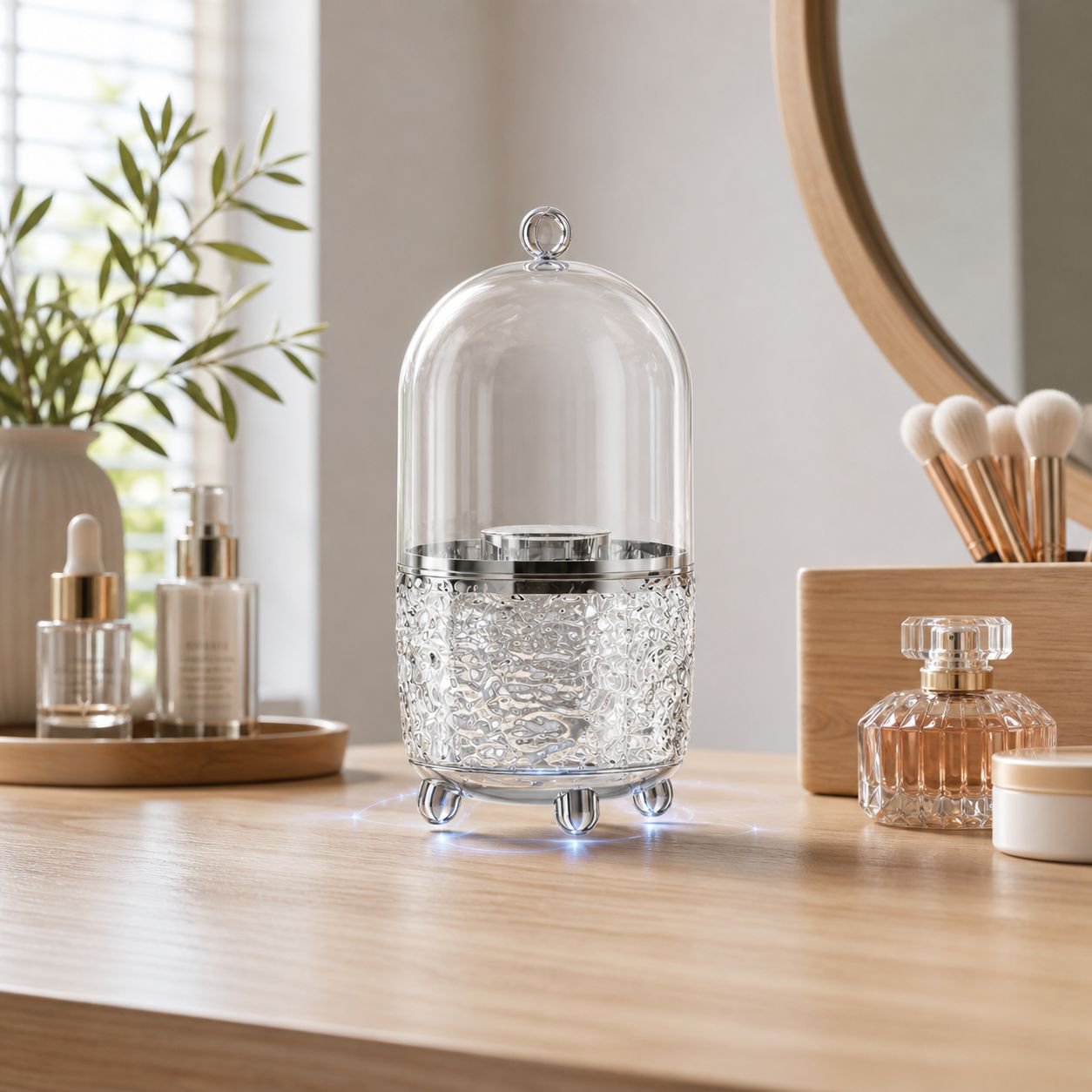Rotating Cosmetic Storage Box with Lid