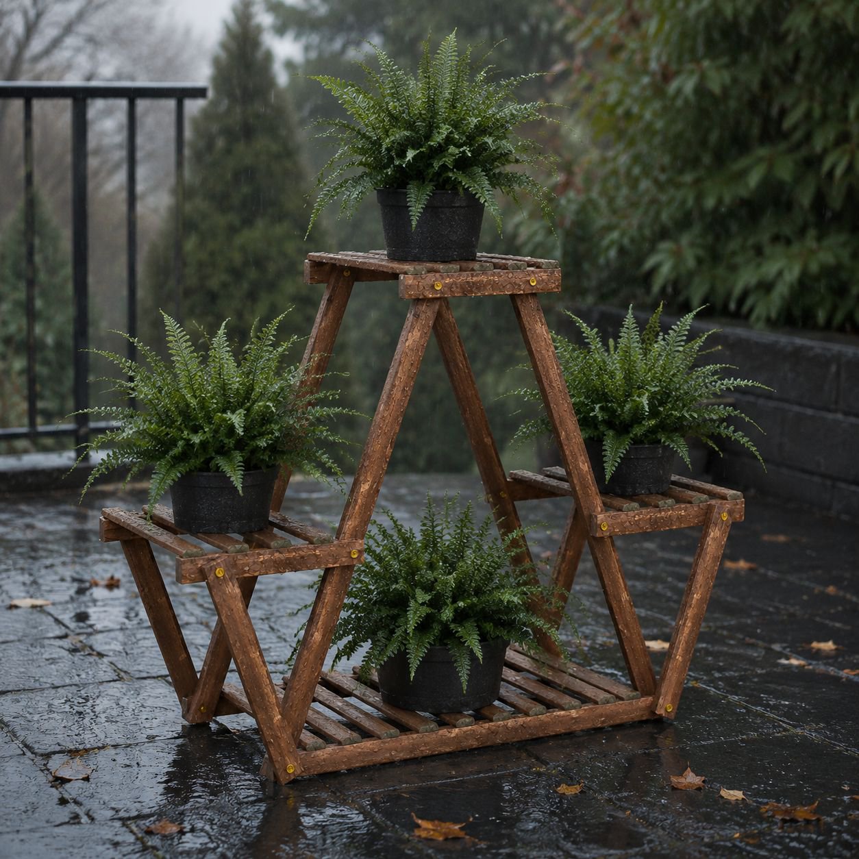 Bodenstehendes Blumenregal für Sukkulenten Wohnzimmer Balkon aus Holz