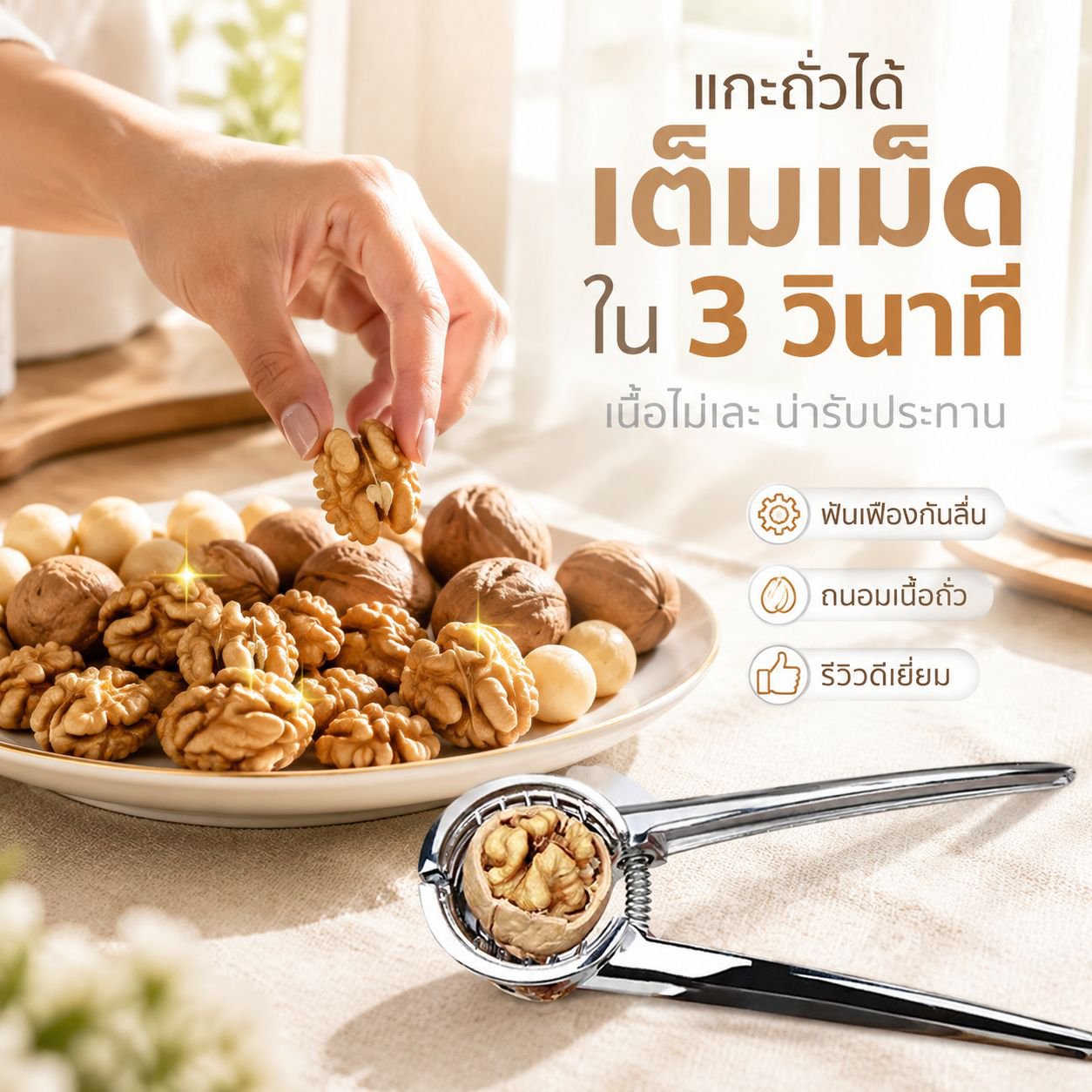 ที่หนีบเปลือกถั่ววอลนัทอเนกประสงค์สำหรับใช้ในบ้าน