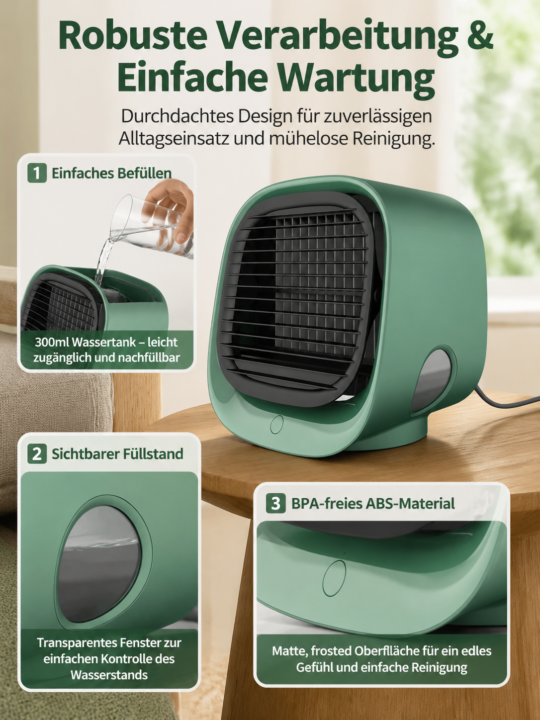 Wassergekühlter Ventilator, multifunktionaler Heim-/Bürokühler, leise, wiederaufladbar, praktisch, l