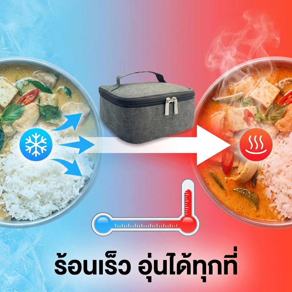 กระเป๋าใส่อาหารกลางวันแบบเก็บความร้อนด้วยไฟฟ้า