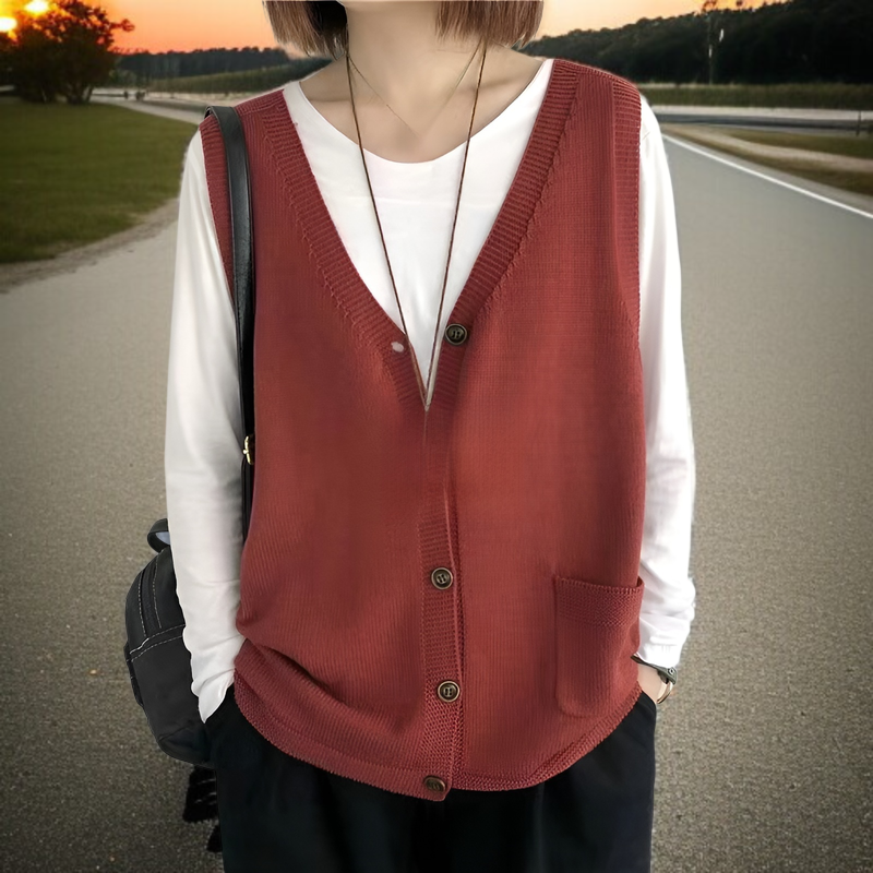 大きいサイズ対応シングルブレストベスト着用モデル