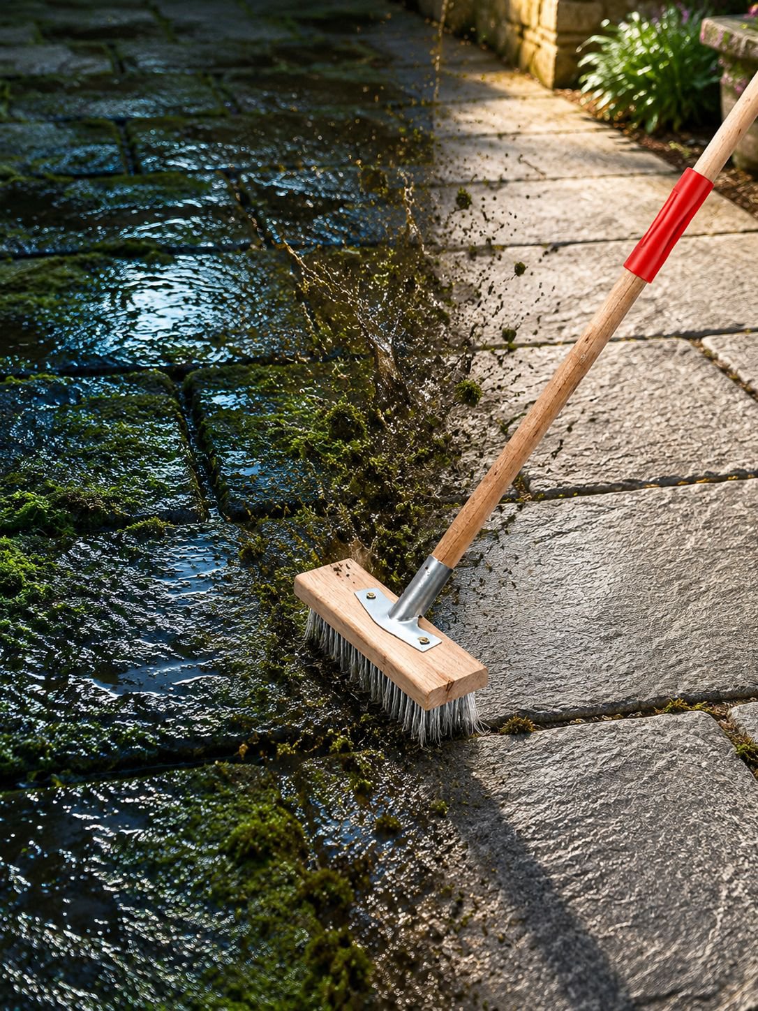 Multipurpose Long Handle Brush for Bathroom Floor Cleaning in use