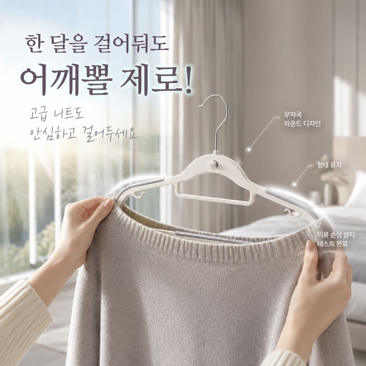 미끄럼 방지 무흔 대형 옷걸이 가정용 연결형