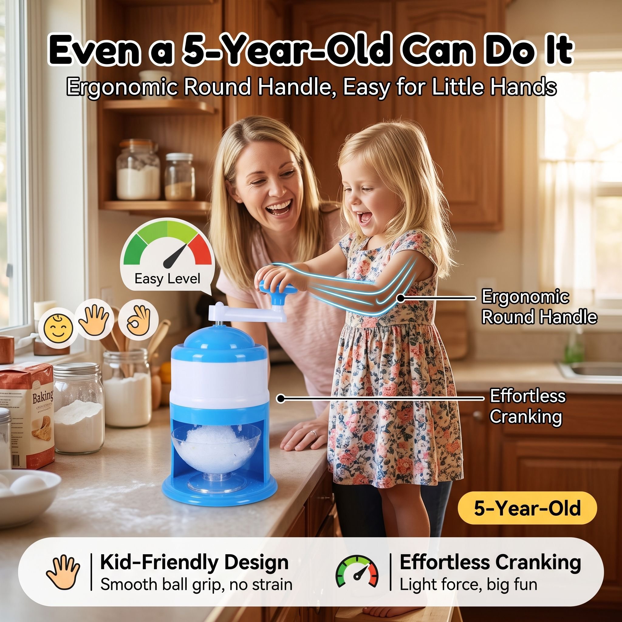 Portable Manual Ice Crusher, Household Ice Shaver for Drinks and Slushies