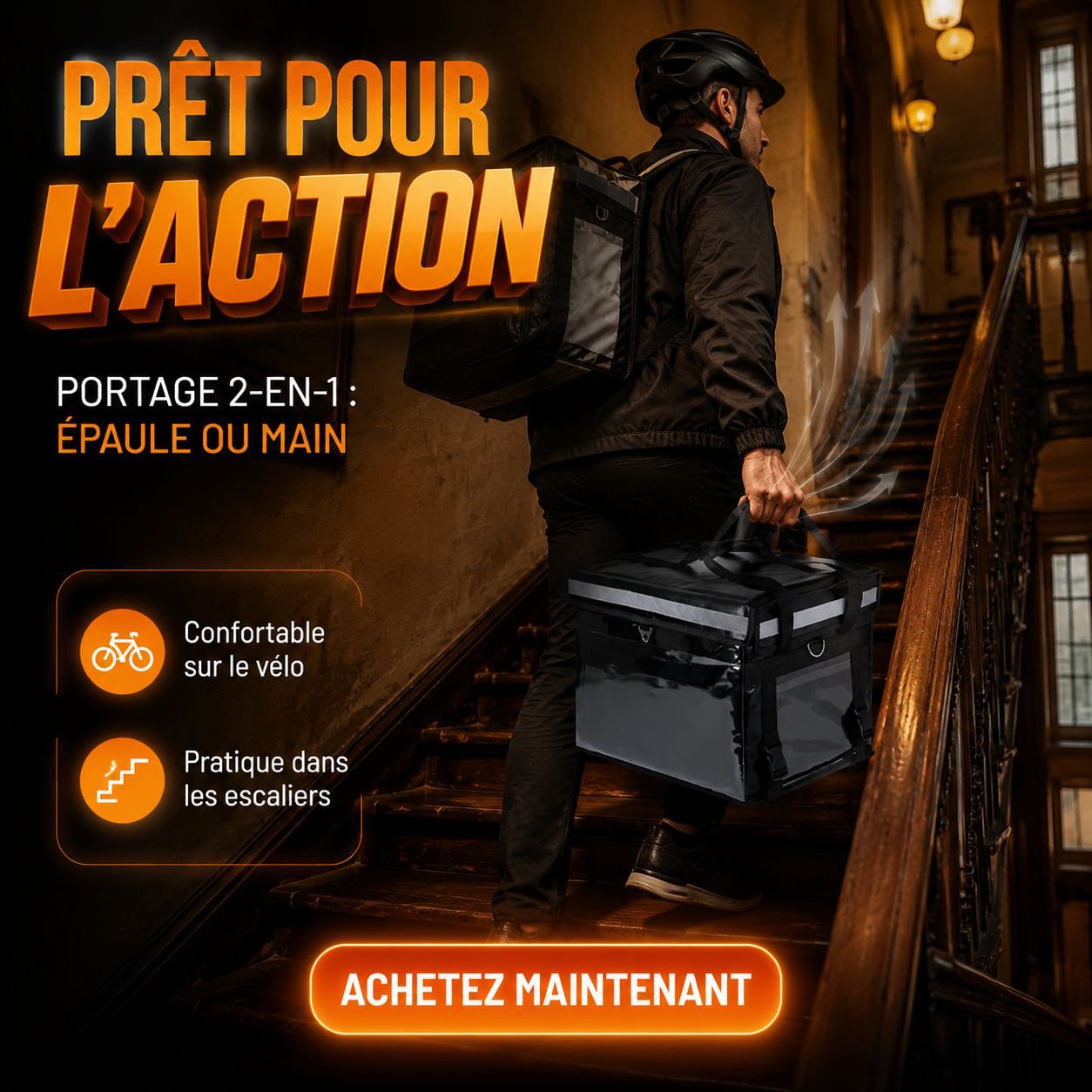 Sac de livraison moto 32L isotherme, grande capacité