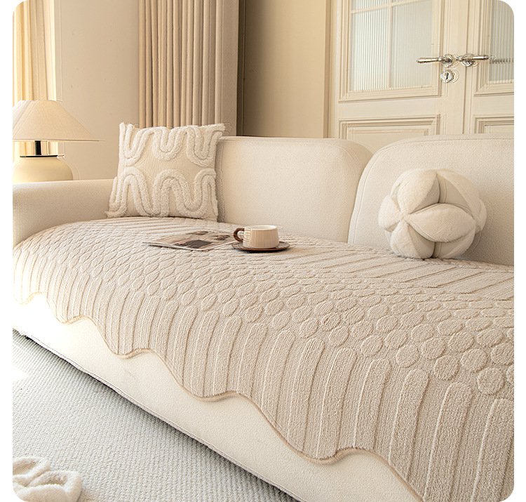 Plush Fleece Non-Slip Thickened Sofa Cushion Cover