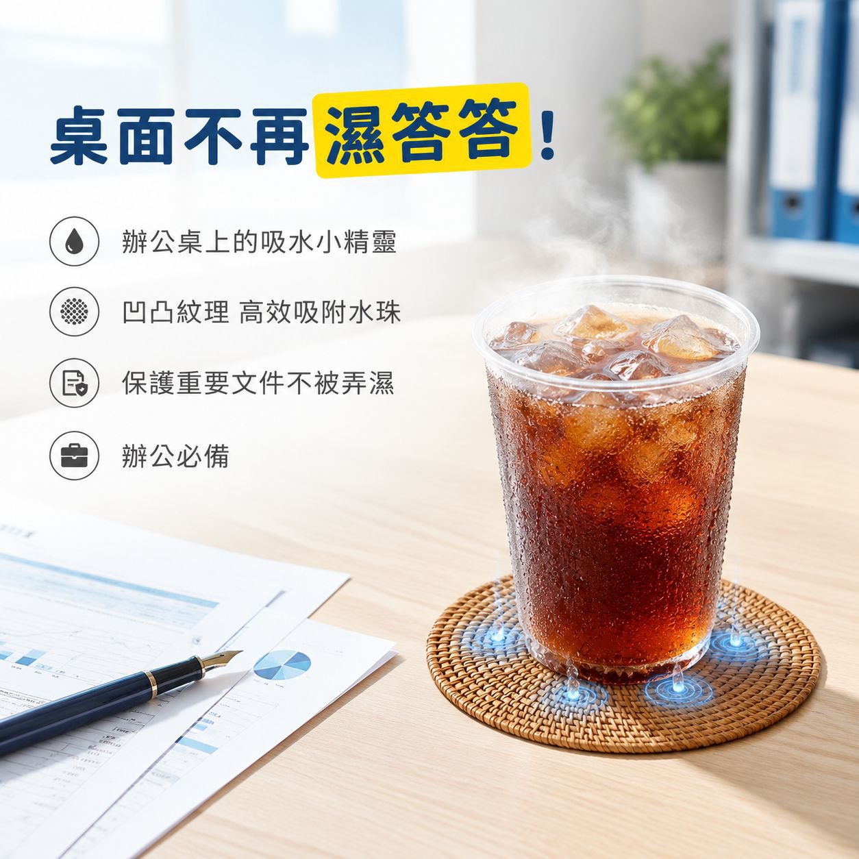 藤製杯墊套裝 6個裝木質杯托家用