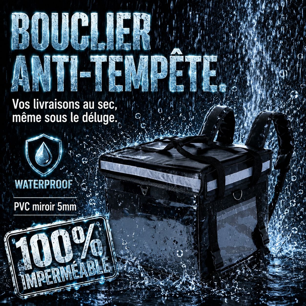 Sac de livraison moto 32L isotherme, grande capacité