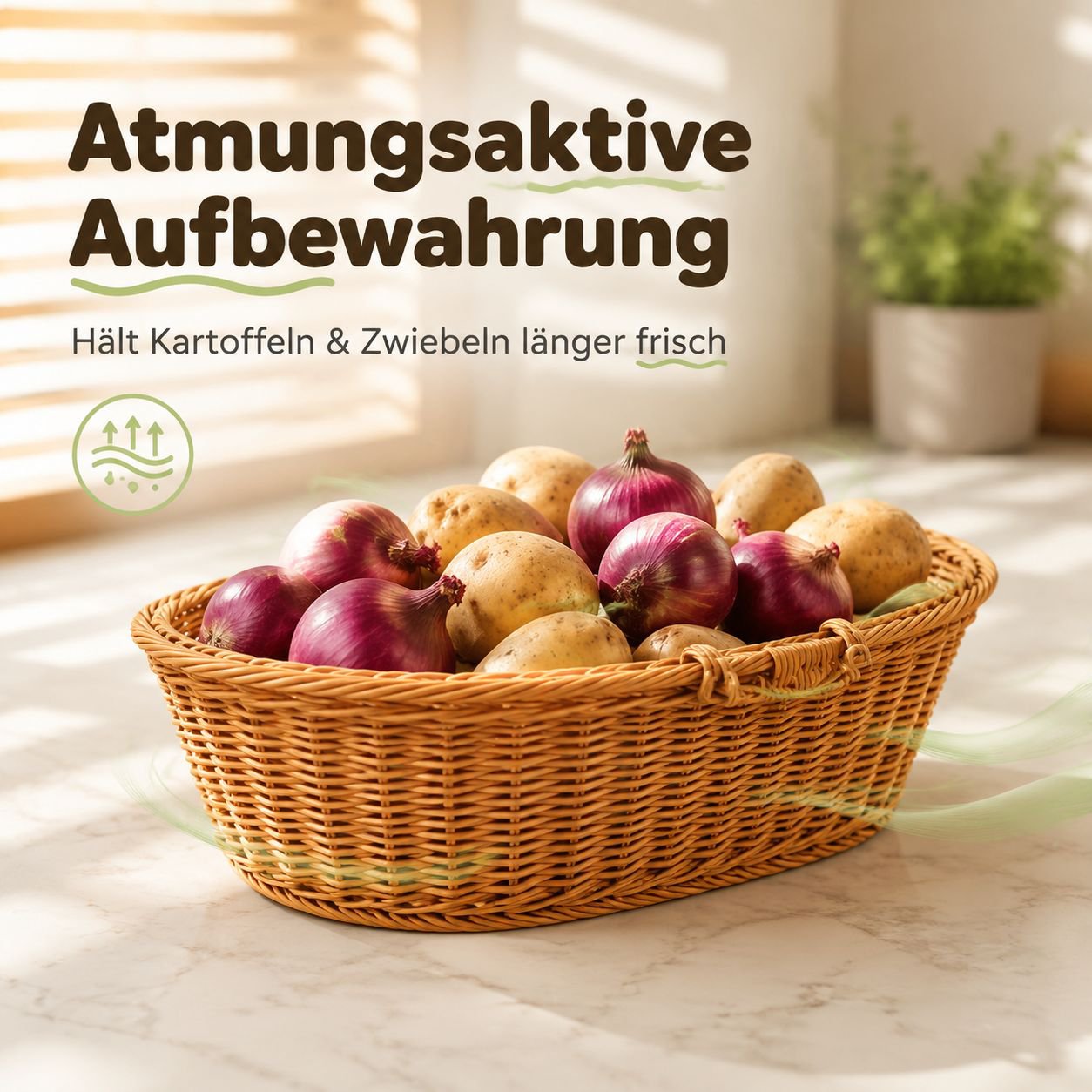 Ovaler handgeflochtener Aufbewahrungskorb, tragbarer Gemüsekorb