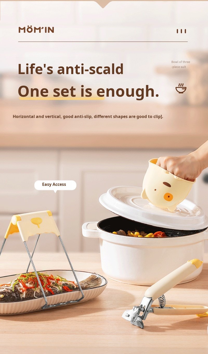 Professional kitchen gripper set for barbecue cooking and serving