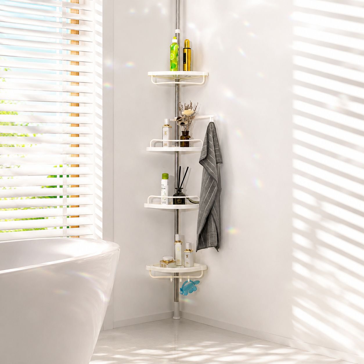 Edelstahl-Badezimmer-Eckregal mit mehreren Ebenen