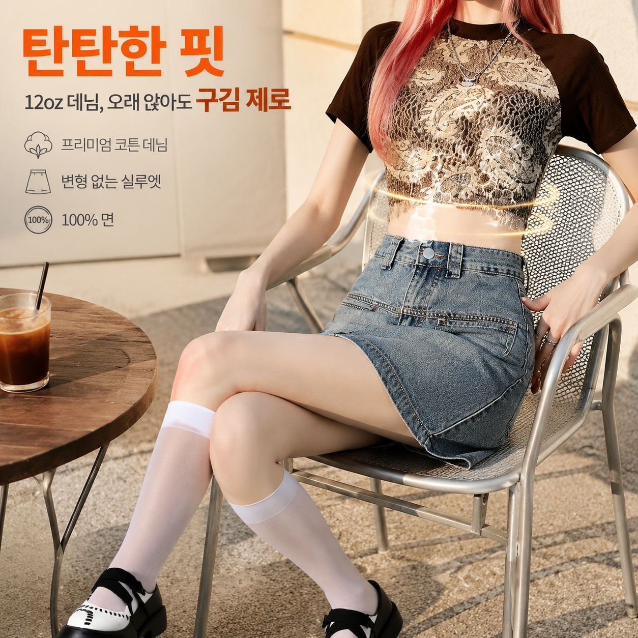 빈티지 하이웨이스트 데님 타이트 미니스커트 여성용 패션 코디 스커트