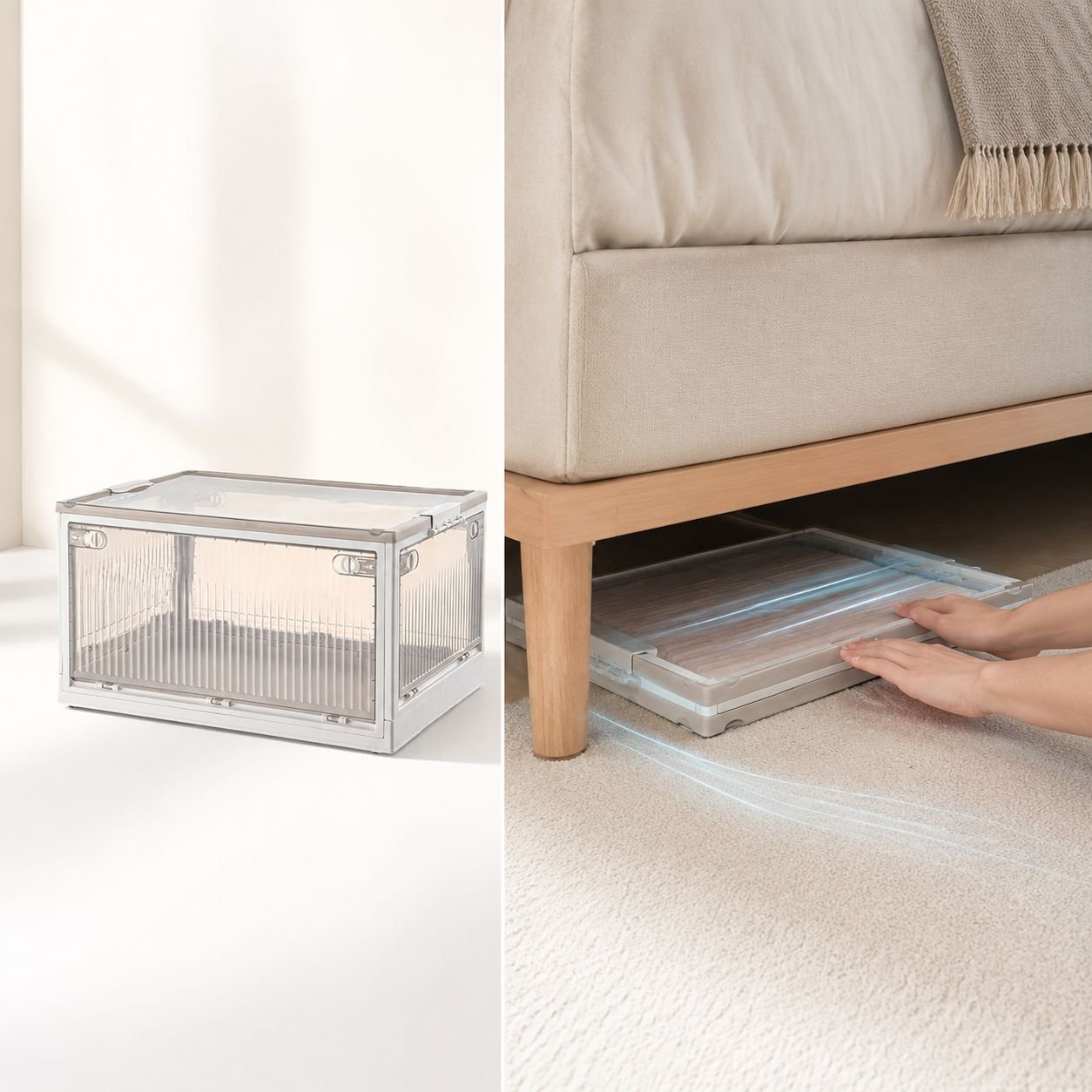 Armario plegable de plástico grueso, caja de almacenamiento para ropa y colchas