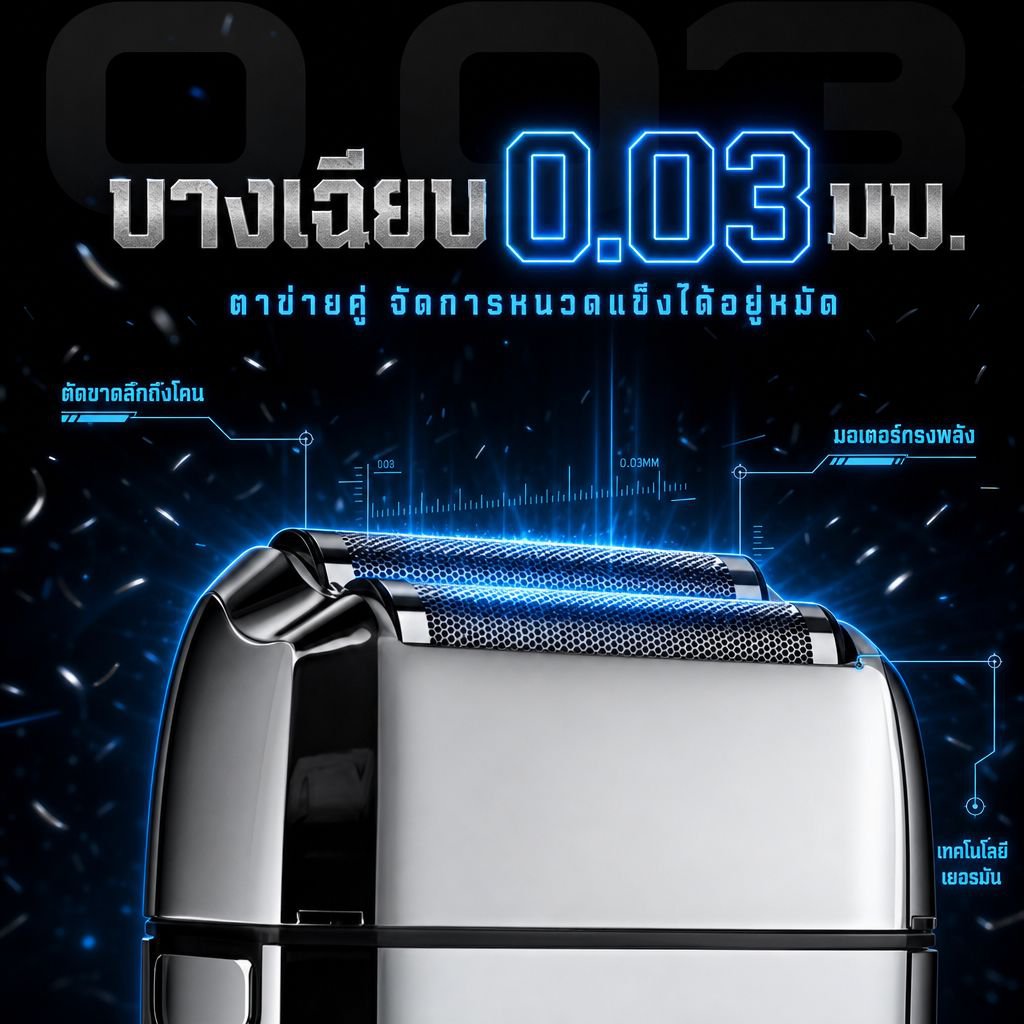 เครื่องโกนหนวดไฟฟ้าแบบสั่นสำหรับผู้ชาย ชาร์จ USB โกนสะอาดไร้รอยต่อ