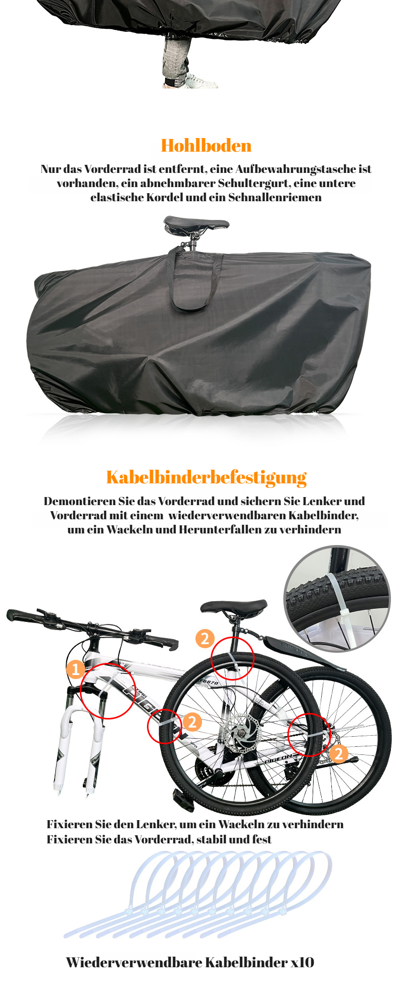 Robuste Schutztasche für den Transport eines Fahrrads