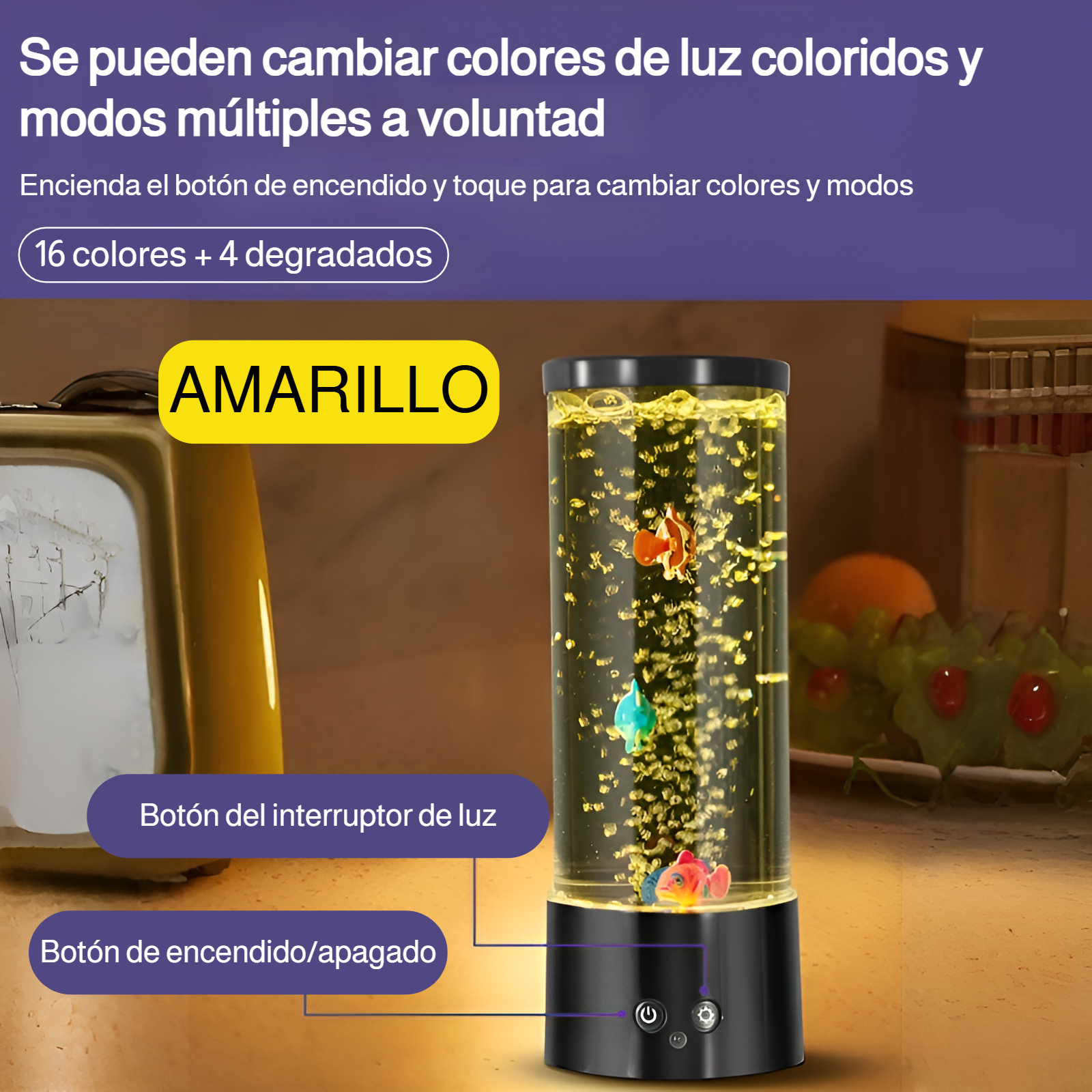 Lámpara de pez burbuja JMY LED de alto brillo, luz nocturna USB, adornos creativos para habitación d