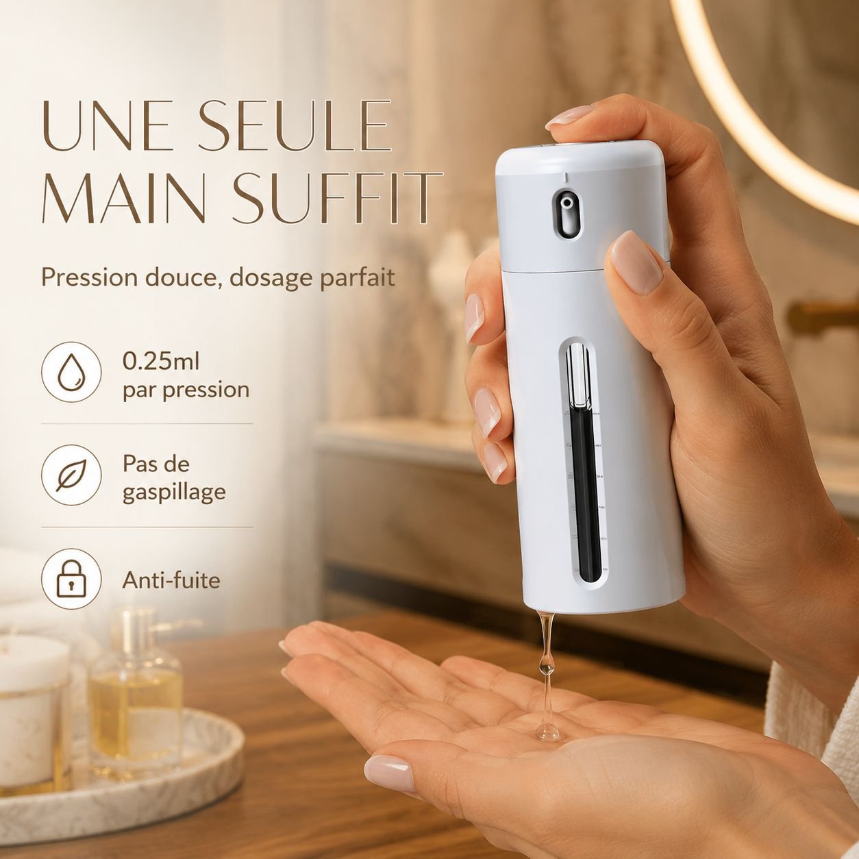 Set de 4 flacons doseurs à pompe pour soins, compatibles bagage cabine