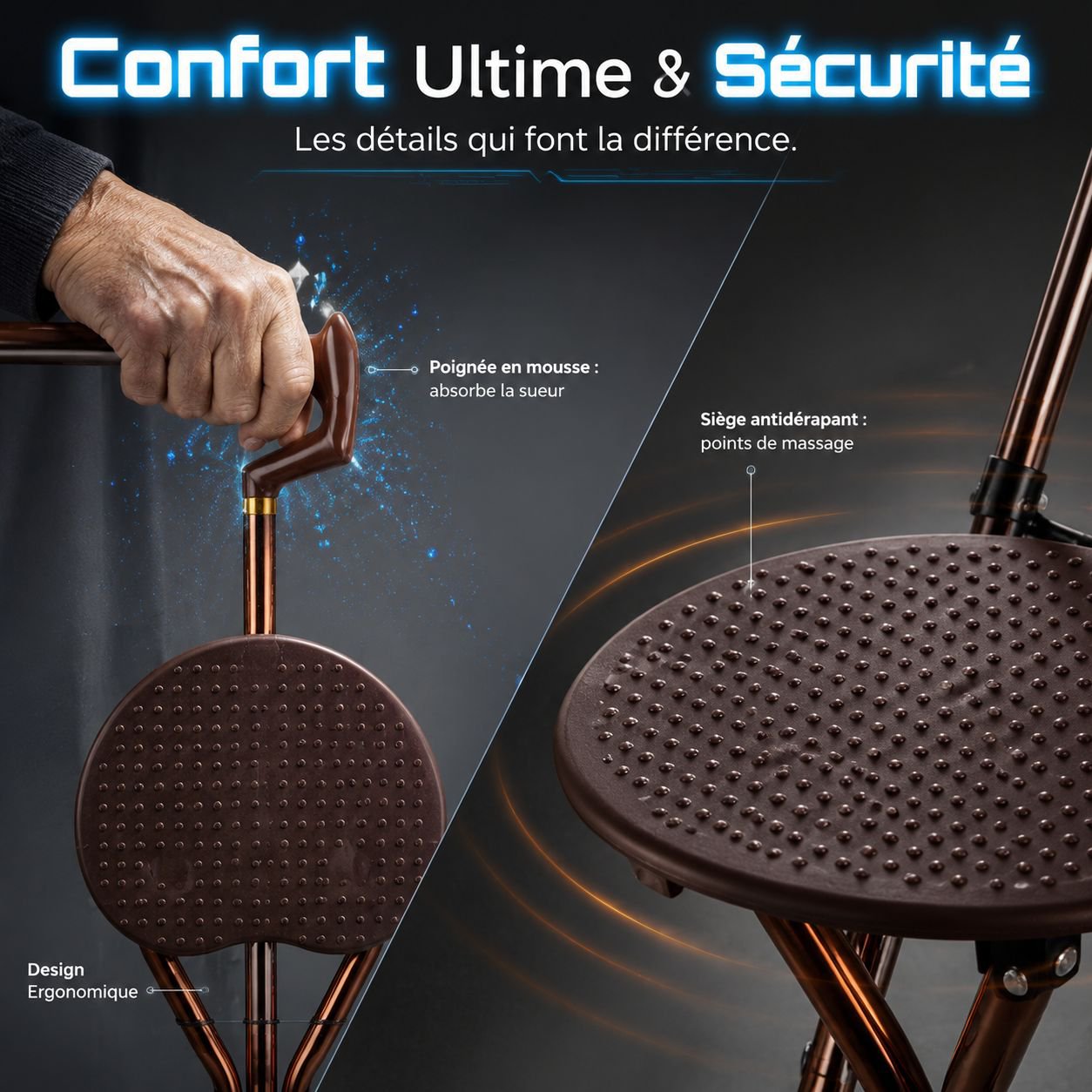 Chaise de galerie de golf Chaise de spectateur pour terrain de golf