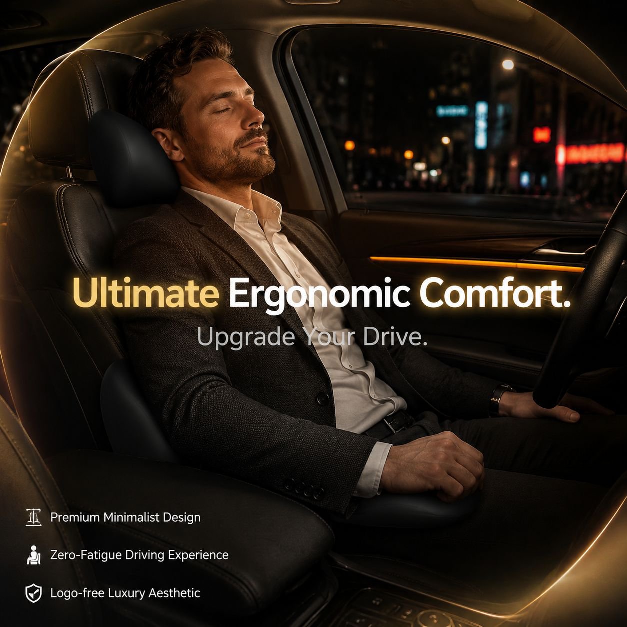 Car Headrest and Lumbar Support Cushion Set with Memory Foam