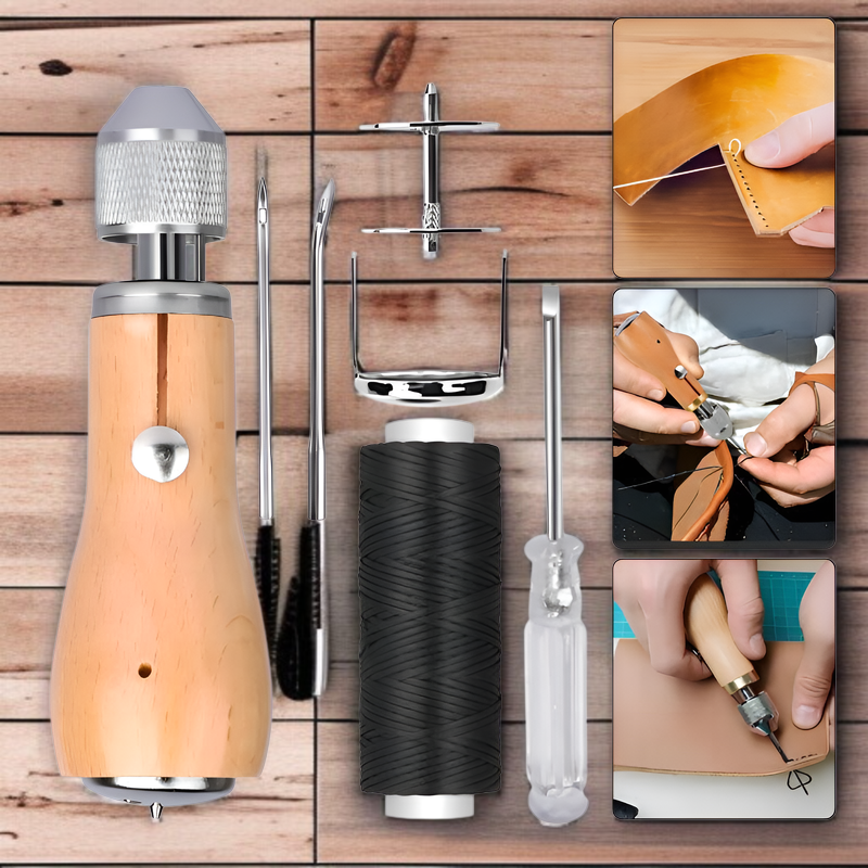 植物タンニンなめし革用裁縫錐のディテール