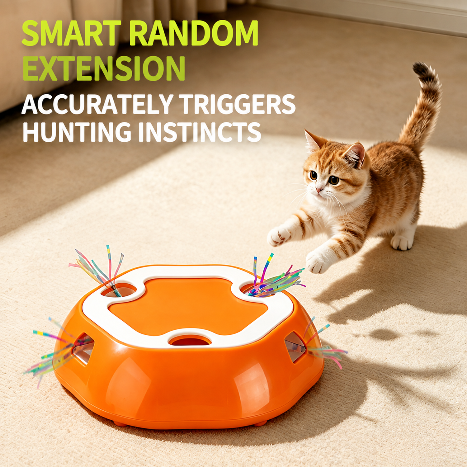Electric retractable pet toy for cats, a multi-hole retractable toy for cats to play with and reliev