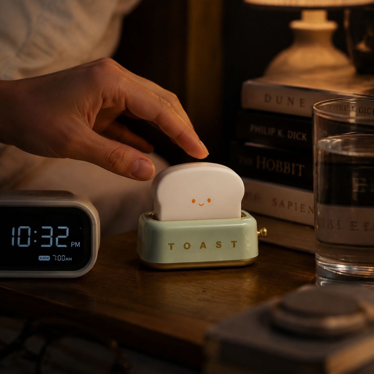 Cute Toast Shape Night Light Girl Birthday Gift Holiday Decorative Bedroom Bedside Lamp