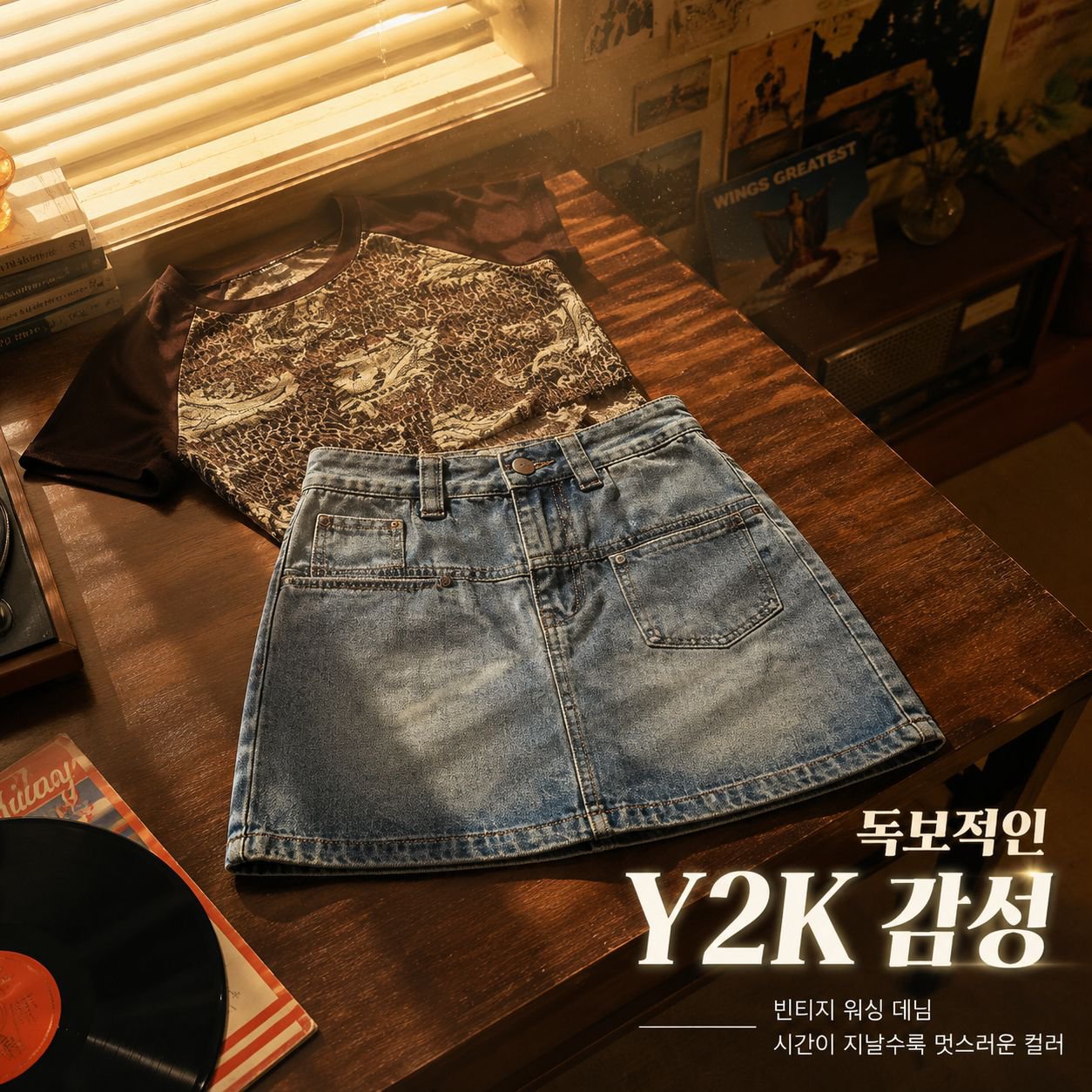 빈티지 하이웨이스트 데님 타이트 미니스커트 여성용 패션 코디 스커트