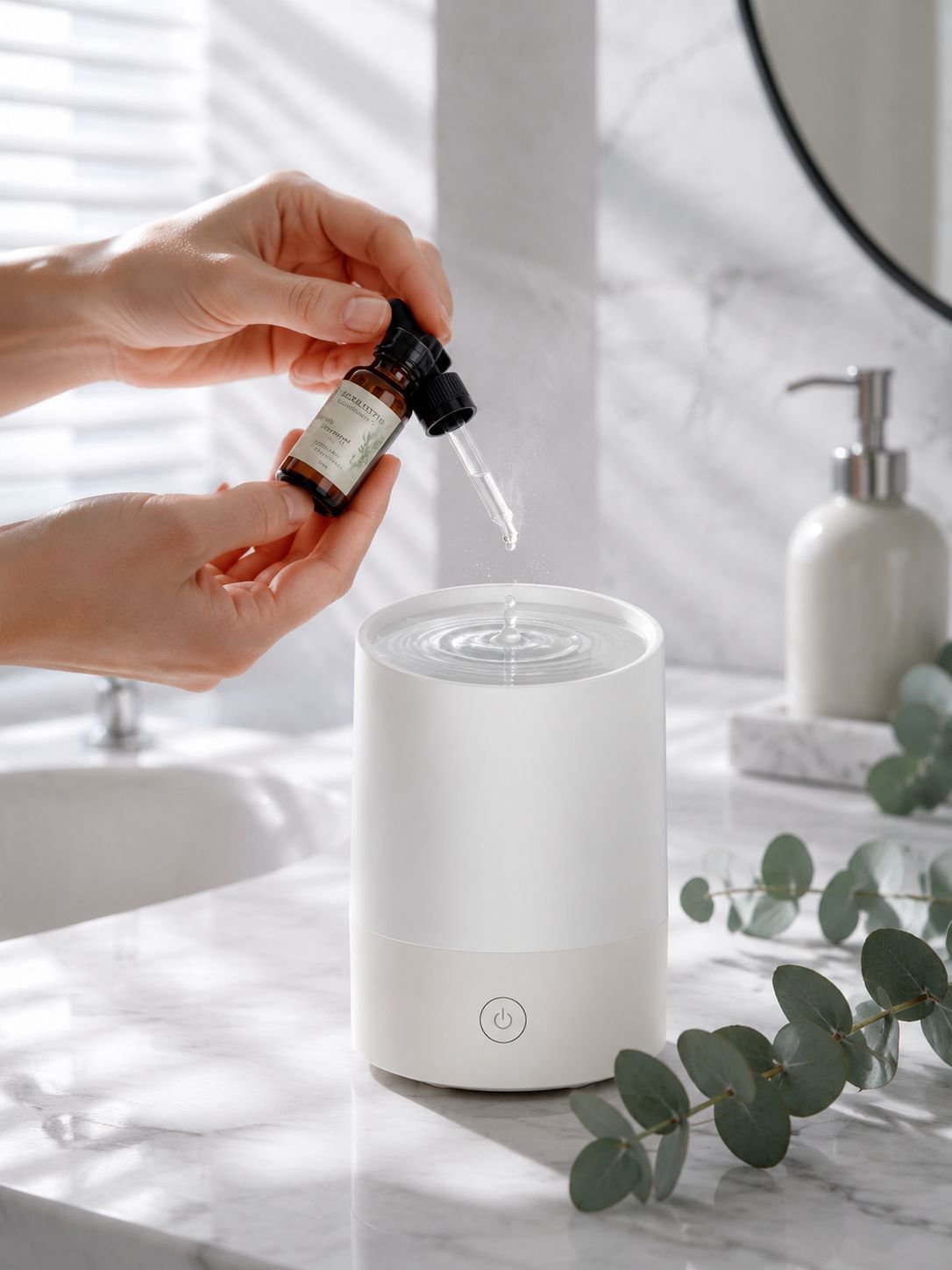 Elegant vase style aromatherapy diffuser with atmosphere light