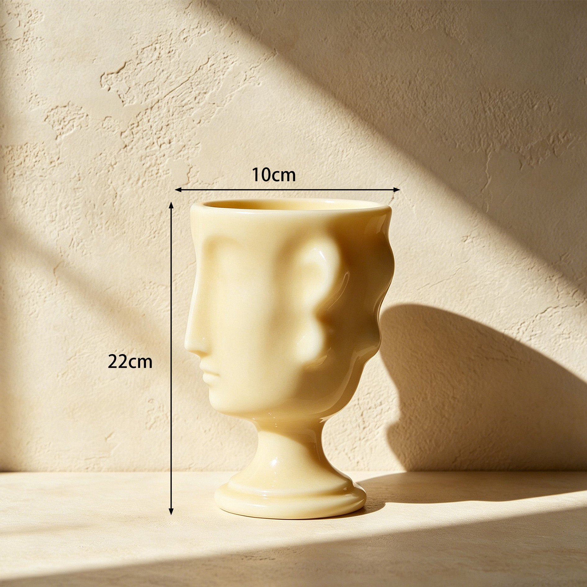 Minimalist ceramic vases in abstract human face design