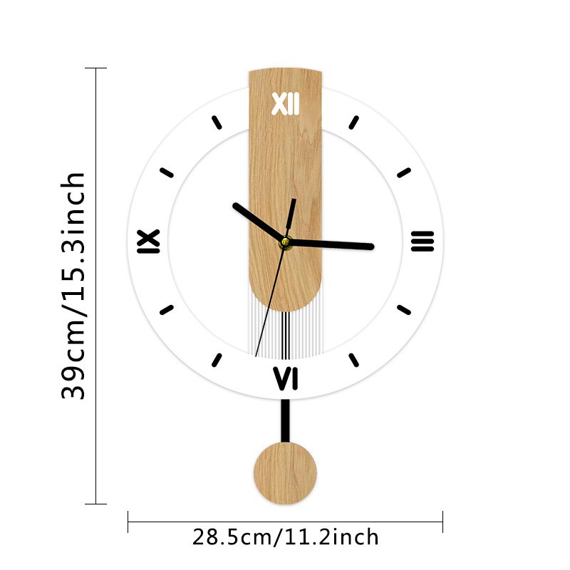 침실용 나무결 장식 벽시계