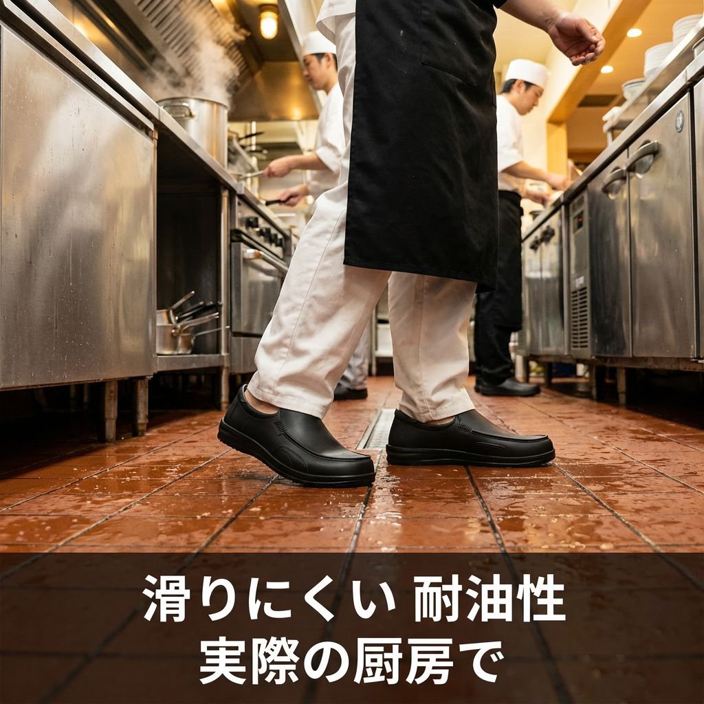 ブラック滑り止め作業靴