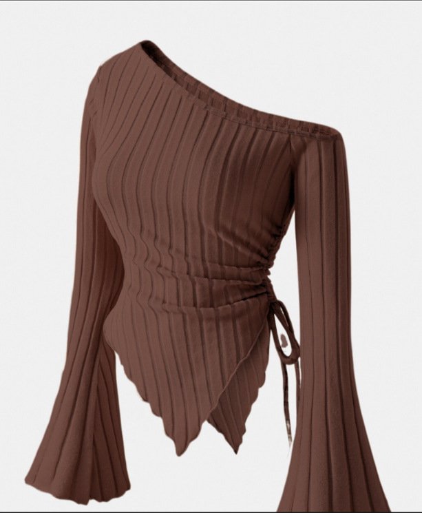 Off-shoulder T-shirt with trumpet sleeves