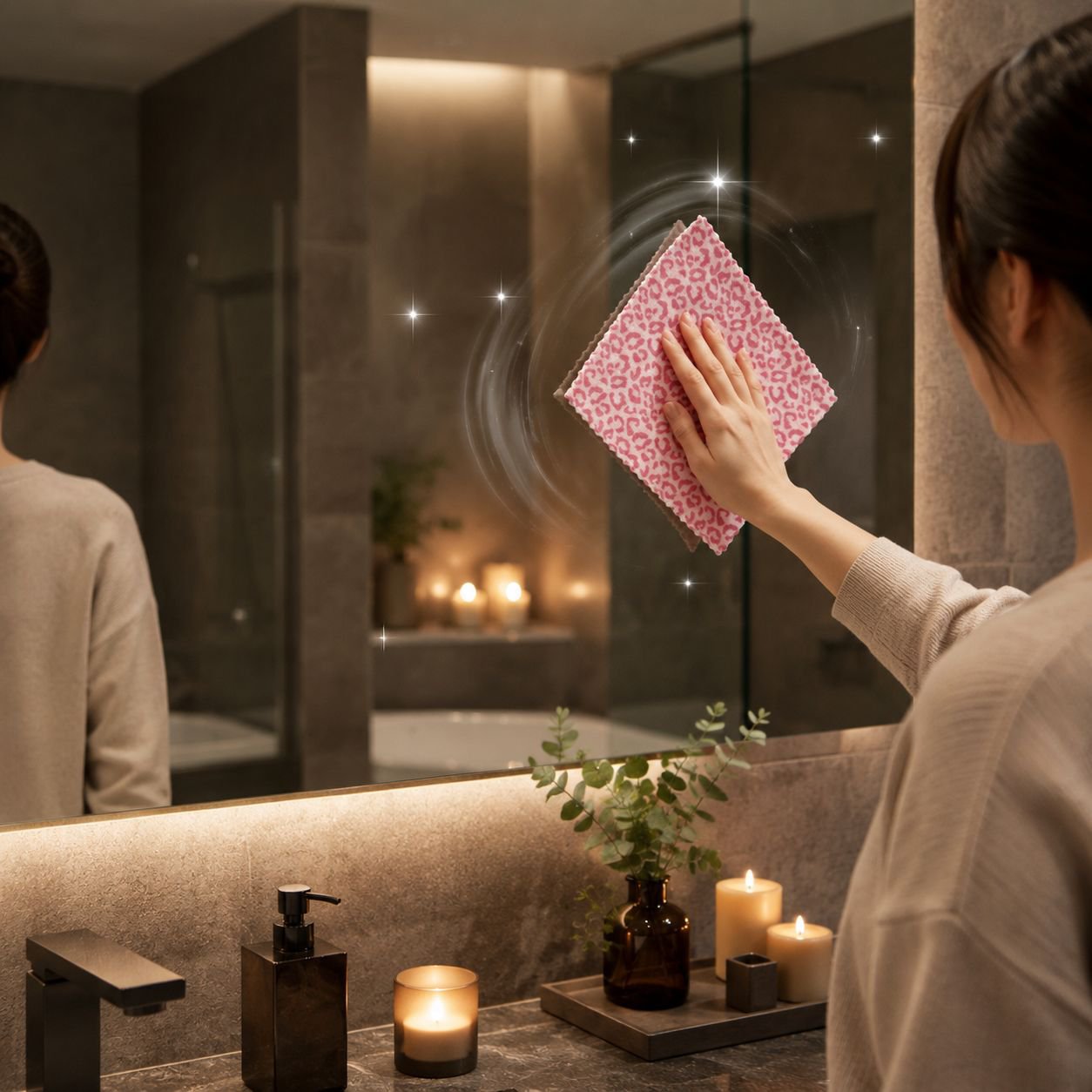 厚手のヒョウ柄のふきん。吸水性が高く、糸くずが出ません。バスルームのハンドタオル、キッチンの食器洗い用ふきん、一般的な掃除用ふきんなど、家庭で幅広くお使いいただけます。