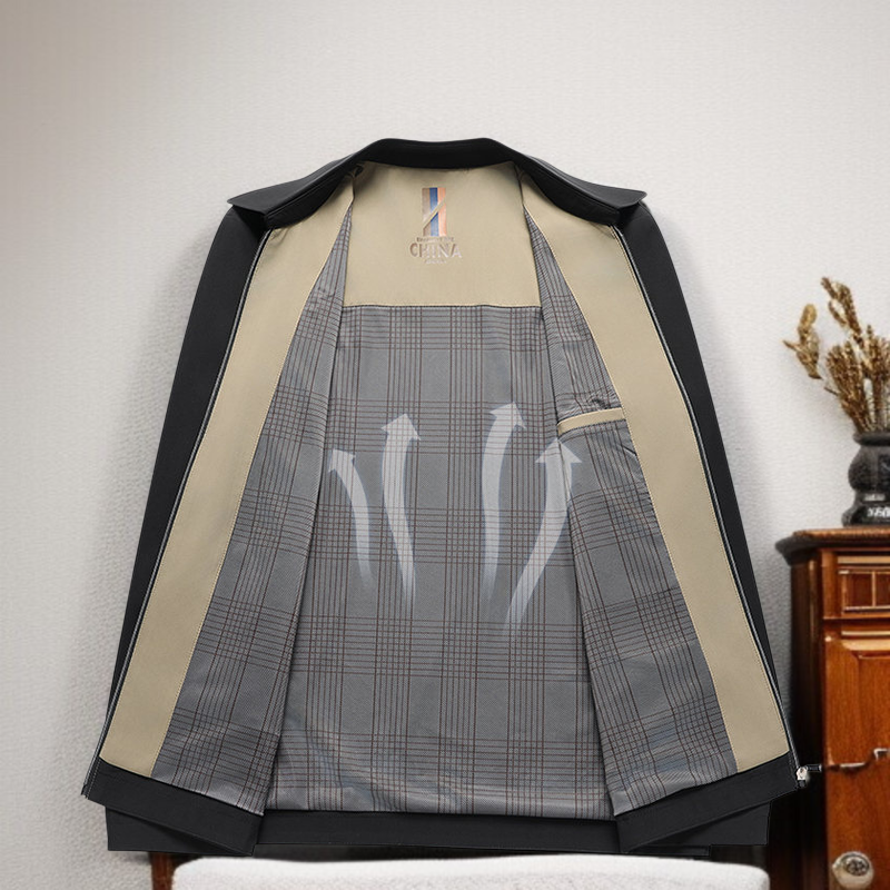 ビジネスカジュアルスタイルのチャイナカラー男性ジャケット